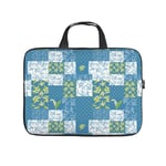 Diving fabric,Neoprene,Sleeve Laptop Handle Bag Handbag Notebook Case Cover Vintage Lily Of The Valley Faux Patchwork Blue,Classic Portable MacBook Laptop/Ultrabooks Case Bag Cover 12 inches