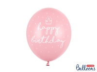 PartyDeco SB14P-244-081J-6, Toy balloon, Latex, Rosa, Vit, Födelsedag, Oval, 30 cm