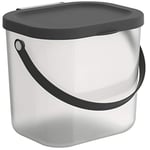 Rotho Albula Boîte de stockage 6l avec couvercle, Plastique (PP recyclé), transparent/anthracite, 6l (23.5 x 20.0 x 20.8 cm)