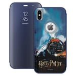 Official Harry Potter Hogwarts Express Prisoner Of Azkaban II Blue Mirror Flip Stand Case Cover Compatible for Apple iPhone XS Max