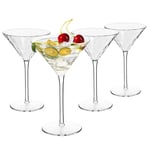 COOKY.D Martini Cocktail Glasses Tritan-Plastic Durable Long Stem Wine Glassware Set for Home, Party, Bar, Dishwasher Safe, 260ml, Set of 4