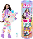 Barbie Cutie Reveal Doll & Accessories with Rainbow Zebra Plush Costume & 10 Surprises Including Color Change, Color Dream Series, HRK39