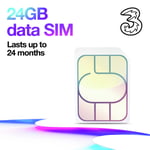 Three 24GB Pay As you Go Data SIM Card