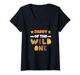 Womens Daddy of the wild one Birthday Party V-Neck T-Shirt