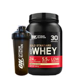 Optimum Nutrition 100% Whey Gold Standard Heraproteiini 908 g + Optimum Shaker 900 ml, Black