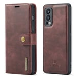 DG.MING OnePlus Nord 2 5G Plånboksfodral med avtagbart skal, Red