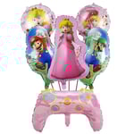 Super Mario Bros Set Princess Peach Ballonger Kostym Festdekoration Rosa Dekorativa fototillbehör Födelsedag Baby Shower 6pcs set-A