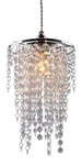 JING 3 Tier Acrylic Pendant Light Shade, Elegant Ceiling Chandelier Lampshade,Polish Chrome Frame with Clear Acrylic Jewel Droplets,Non Electric Pendant Shade-LH05-Clear