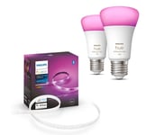 SETTI -LED RGBW Himmennettävä nauha Philips Hue 2m 20W/230V + 2x LED-polttimo E27/9W