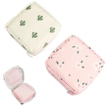 Sanitetsbinda förvaringsväska 2-pack Period Kit Bag Skola Nylon Tamponger Samlingsväska Feminina Menstruation Första Perioden Väskor för Kvinnor Flickor