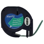 vhbw Ruban plastique compatible avec Dymo LetraTag LT-100H, 2000, LT-100T, imprimante d'étiquettes 12mm Noir sur Vert, plastique