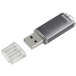 Hama Clé USB 2.0 "Laeta", 16 GB (transfert de données à 10 Mo / s, clé USB avec anneau œillet, capuchon de verrouillage, pour Windows / Macbook, en métal) gris