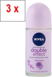 Nivea Women Double Effect Roll-On Deodorant, Anti-Perspirant, Pack of 3 X 50 Ml