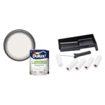 Dulux Quick Dry Eggshell Paint For Wood And Metal - Pure Brilliant White 750 ml & Fit For The Job 7 pc Foam Mini Paint Roller Set for Painting with Gloss & Satin