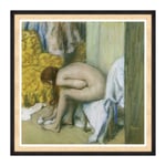 ConKrea Poster and Print with Classic Frame - Edgar Degas Woman Drying The Foot - Impressionism Art (442) Dimensioni Stampa: 70x70cm N - Moderna Doppia Con Battuta In Nero E Legno Naturale