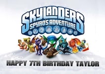 Skylanders Spyro's Advent Birthday  Cake Topper Edible Icing Sugar A4 Horizontal