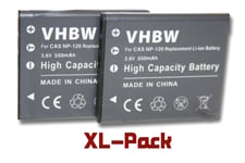 2 x batterie Li-Ion 550mAh (3.6V) pour appareil photo Casio série Exilim, par ex. EX-S200, EX-Z690, EX-ZS12, EX-ZS20, etc. Remplace : NP-120.