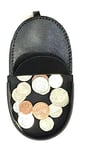 Men Coin Tray Change Wallet Purse Handy Pocket Fit Pocket Premium Leather Gents (Black)