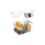 Trådkorgar med trähandtag 3-pack