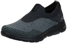 Skechers Men's Gowalk 5 Merrit Stretch Fit Knitted Slip On Running Shoe Sneaker, Black Charcoal, 6.5 UK