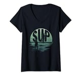 Womens Retro SUP Sunset - Stand Up Paddling Watersports V-Neck T-Shirt