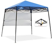 EAGLE PEAK Pop-up Tente de Voyage avec Pieds inclinés réglables Portable Pliable 2.4m x 2.4m, tonnelle compacte Facile a Installer pour Une Personne, auvent pour Camping Sac à Dos Inclus (Bleu)