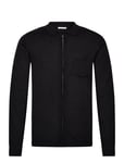 Merino Polo Collar Zip Cardigan Tops Knitwear Full Zip Jumpers Black Lindbergh