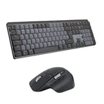 Logitech MX Mechanical Full-size illuminated Wireless Keyboard, Tactile Quiet, and MX Master 3S Performance Wireless Bluetooth Mouse Bundle, macOS, Windows, Linux, iOS, Android, QWERTY UK - Grey