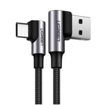 Ugreen USB - USB Typ C vinklad kabel Quick Charge 3.0 QC3.0 3 A 0.5 m - Grå (US17620855)