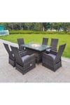 Rattan Garden Furniture Gas Fire Pit Rectangle Oblong Dining Table Chairs 6 Seater