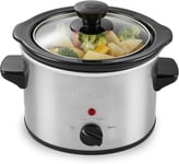 Schallen Slow Cooker 1.5L Stainless Steel Stew and Stir Brushed Silver Energy ++