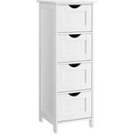 Helloshop26 - Meuble de salle de bain sur pieds meuble de rangement avec 4 tiroirs 30 x 30 x 82 cm pour salon cuisine et couloir blanc - Blanc