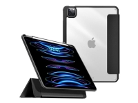 eSTUFF Boston - Flip Cover för surfplatta - polyuretan, polykarbonat, termoplastisk polyuretan (TPU) - svart, transparent - för Apple 12,9-tums iPad Pro (5:e generationen, 6:e generationen)