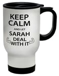 Shopagift Personalised Keep Calm and Let Name Deal with It Travel Mug Cup