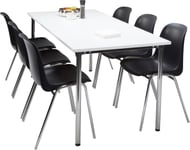Lena Basic matsalsset med 6 svarta stolar och bord