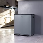 40L Double Compartment Grey Kitchen Bin