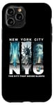 Coque pour iPhone 11 Pro New York City Skyline et Liberty Moonlight City ne dort jamais
