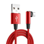 Taille 2m - Micro câble USB coudé à 90 degrés, Câble de charge rapide pour téléphone portable Samsung LG Xiao - rouge
