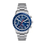 FOSSIL Sport Tourer Watch for Men, Chronograph Movement with Stainless Steel or Leather Strap,Blue,42 mm