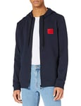 HUGO Mens Daple212 Cotton-terry zip-through sweatshirt with red logo label