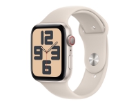 Apple Watch SE (GPS + Cellular) - 2a generation - 44 mm - stjärnljusaluminium - smart klocka med sportband - fluoroelastomer - starlight - bandstorlek: S/M - 32 GB - Wi-Fi, LTE, Bluetooth - 4G - 33 g