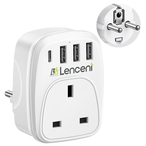 NASHnal UK To EU Travel Adapter - White, Works In Spain Italy France Turkey Dubai Thailand Morocco