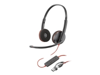 Poly Blackwire 3220 - Blackwire 3200 Series - headset - på örat - kabelansluten - aktiv brusradering - USB-C - svart - Skype-certifierat, Avaya-certifierad, Cisco Jabber-certifierad, UC-certifierad