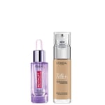 L’Oreal Paris Hyaluronic Acid Filler Serum and True Match Hyaluronic Acid Foundation Duo (Various Shades) - 3.5N Peach