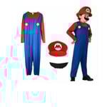 Barn Super Mario Luigi Bros Cosplay Fancy Dress Outfit Kostym M 105-120cm Red Red S 95-105cm