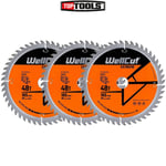 WellCut TCT Saw Blade 165mm x 48T x 20mm Bore For Dewalt DWS520,DCS520 Pcs of 3