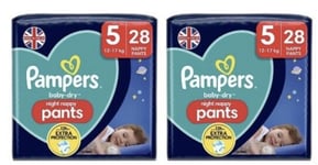 Pampers Baby-Dry Night Nappy Pants Size 5, 28 Night Nappies x 2