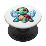 Adorable ange tortue avec ailes PopSockets PopGrip Interchangeable