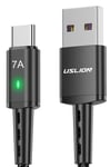 USB-C 3.1 til USB-A 2.0 fast charge kabel - 7A - Sort - 2 m