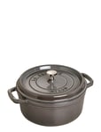 La Cocotte - Round Cast Iron Home Kitchen Pots & Pans Casserole Dishes Grey STAUB